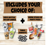 Custom Summer Party Decor Kit – Personalized Stickers, Picks & Table Confetti