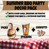 Custom Summer Party Decor Kit β Personalized Stickers, Picks & Table Confetti