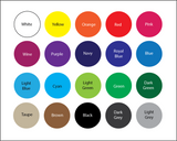 color chart of varying color choices/options
