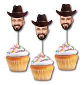Cowboy Face Cupcake Toppers - Custom Birthday/ Rodeo party