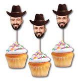 Cowboy Face Cupcake Toppers - Custom Birthday/ Rodeo party