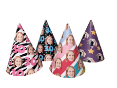 colorful party hats with various patterns
