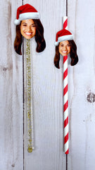 Custom Christmas Face Party Straws - Funny Photo Straws