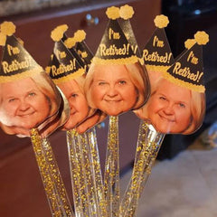 Custom Retirement Party Face Straws - Funny Photo Straws