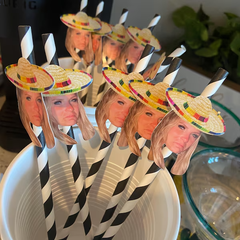 Custom Cowboy & Cowgirl Face Straws – Western Bachelorette or Birthday Party
