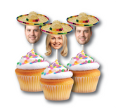 Fiesta Sombrero Photo Cupcake Toppers