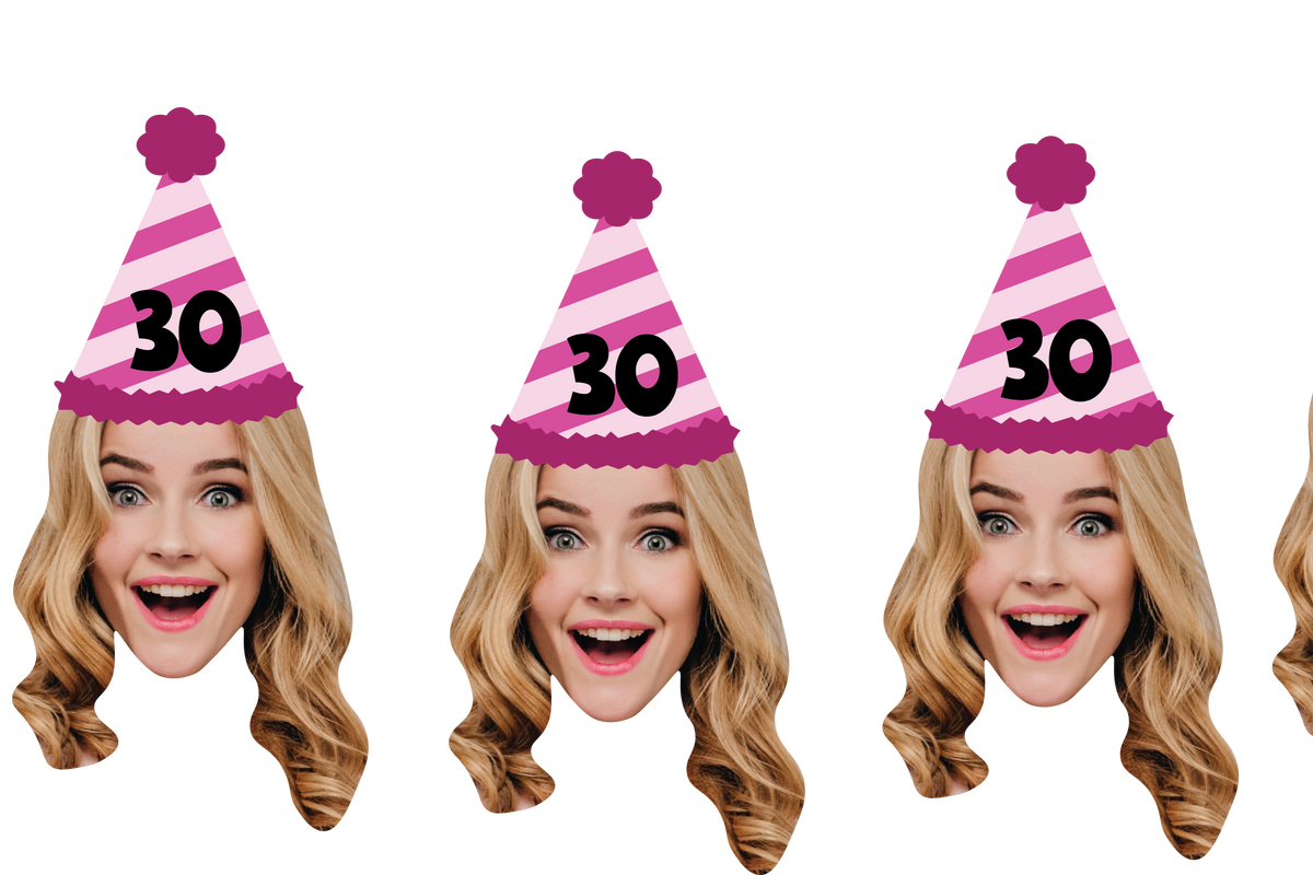 Birthday Face Photo Banner - Fully customized age & hat style