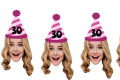 Birthday Face Photo Banner - Fully customized age & hat style