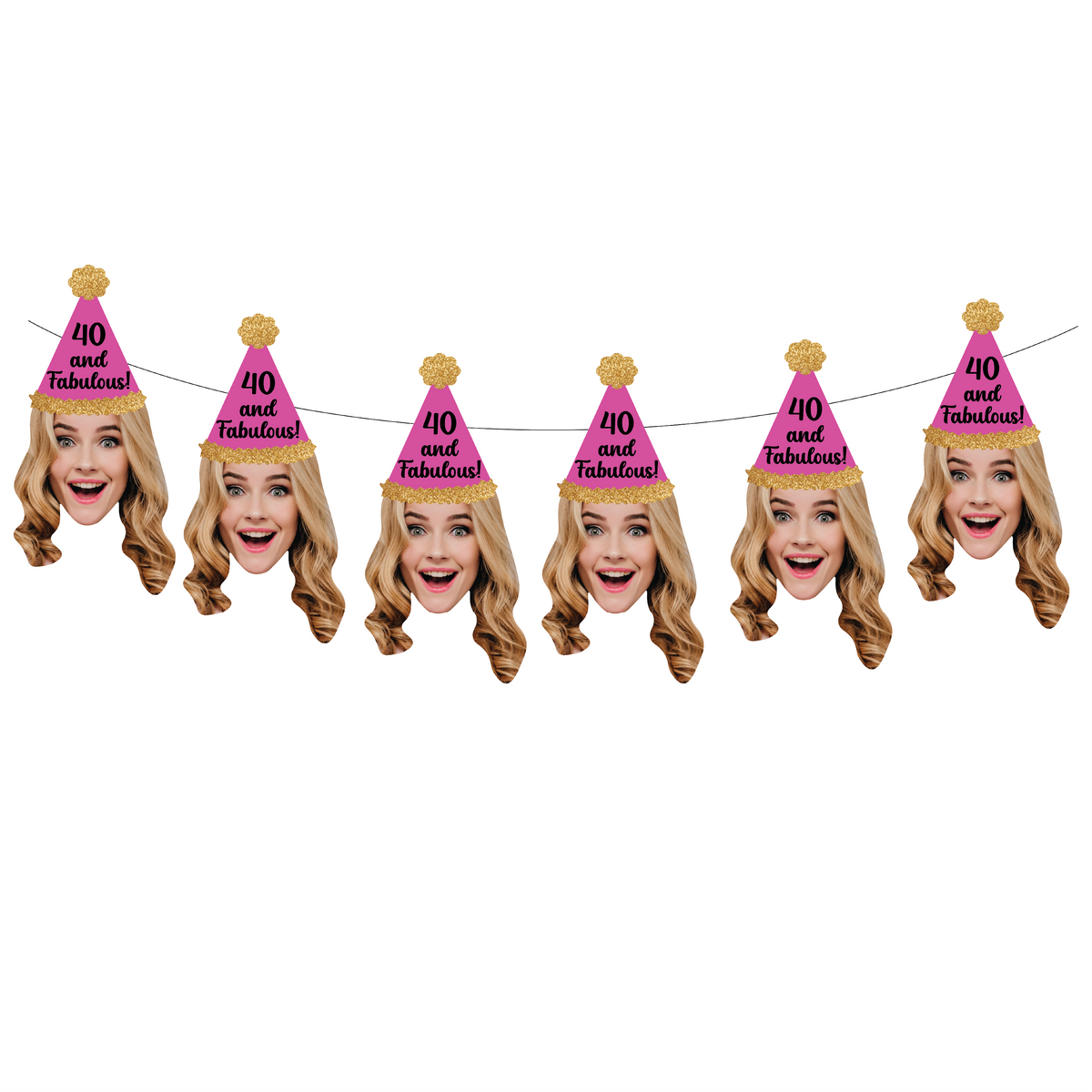 40 and Fabulous - Face Photo Birthday Banner (Can customize any age)