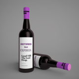Wine bottle with humorous label on a gray background