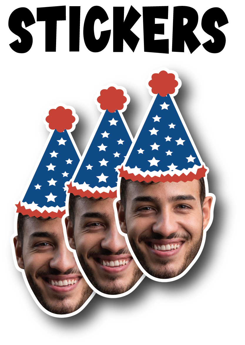 ADD ON Custom Face Party Stickers - Waterproof Printed Vinyl Stickers