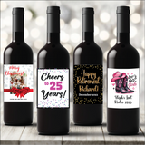 Holiday Bottle Labels - Custom Wine, Beer, or Liquor Stickers - Personalized Christmas Drink Tags