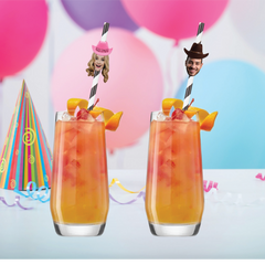 Custom Cowboy & Cowgirl Face Straws – Western Bachelorette or Birthday Party