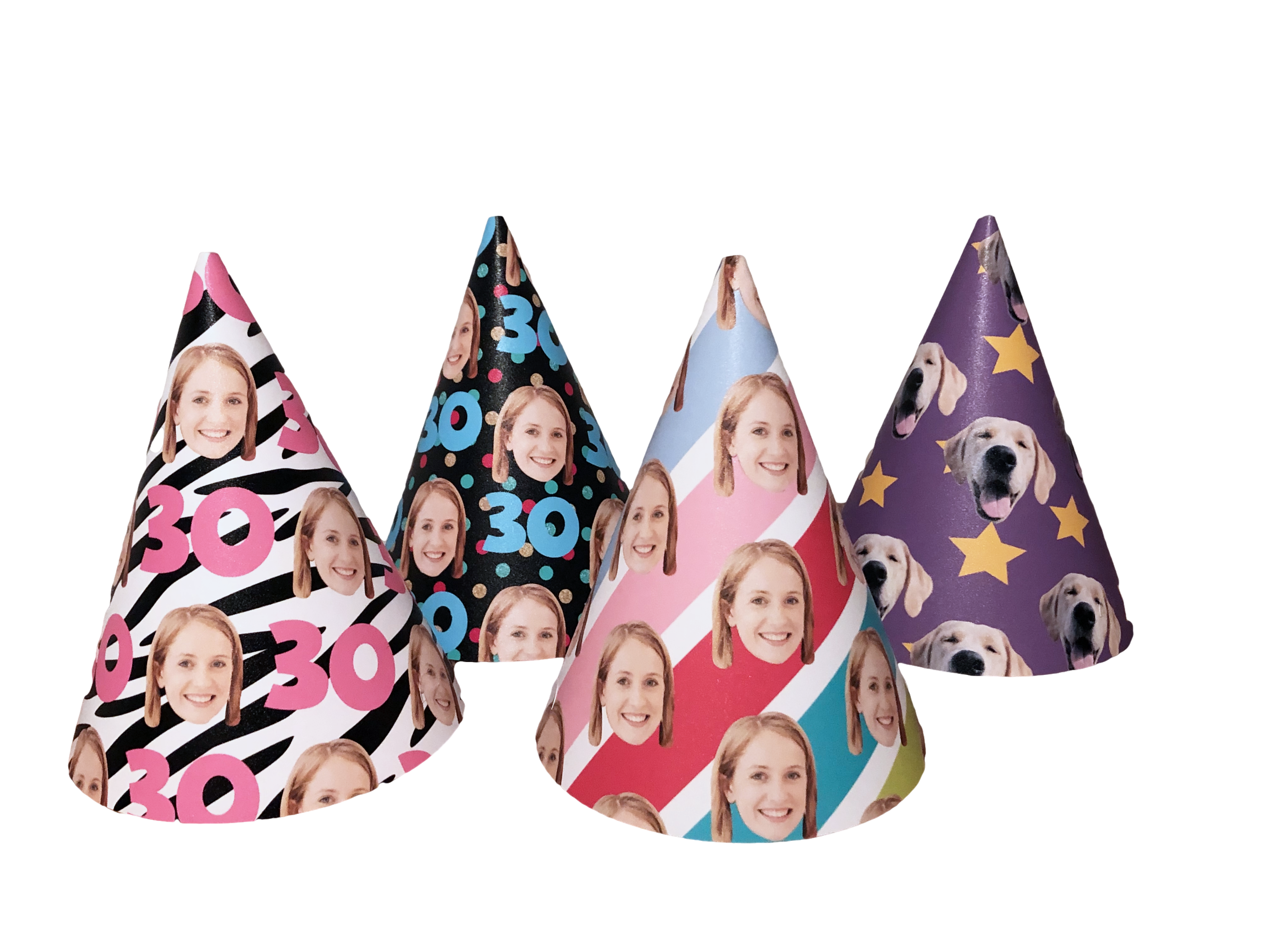 colorful party hats with various patterns