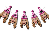 Personalized Birthday Face Photo Banner - Fully customized age & hat style