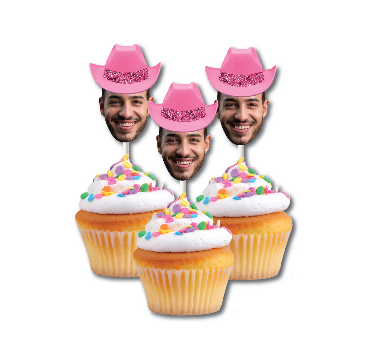 Bachelorette Party Groom Face Cupcake Toppers/ Cupcake Picks