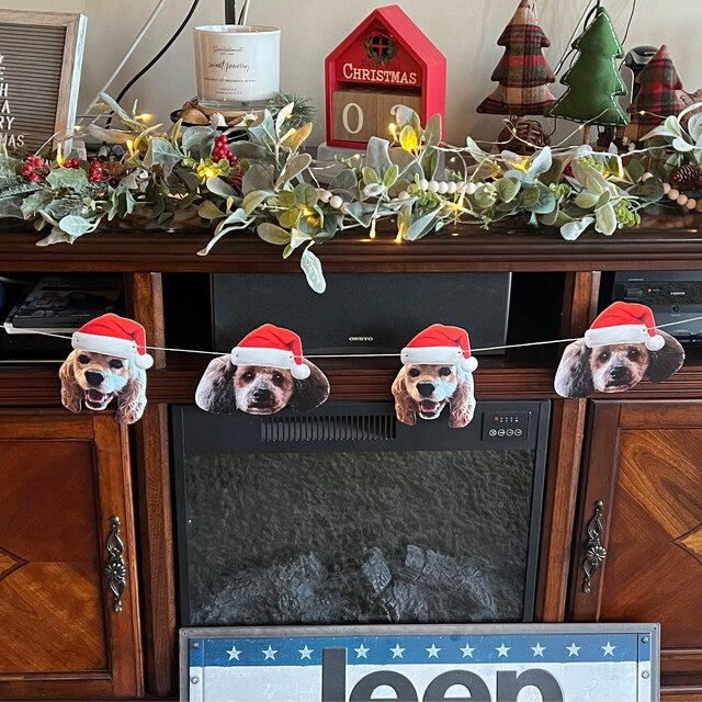 Pet Christmas Photo Garland - Santa hat banner