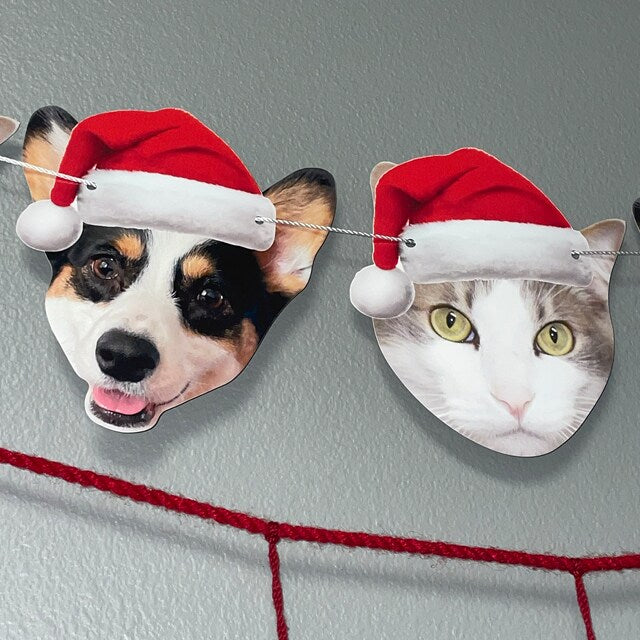 Pet Christmas Photo Garland - Santa hat banner