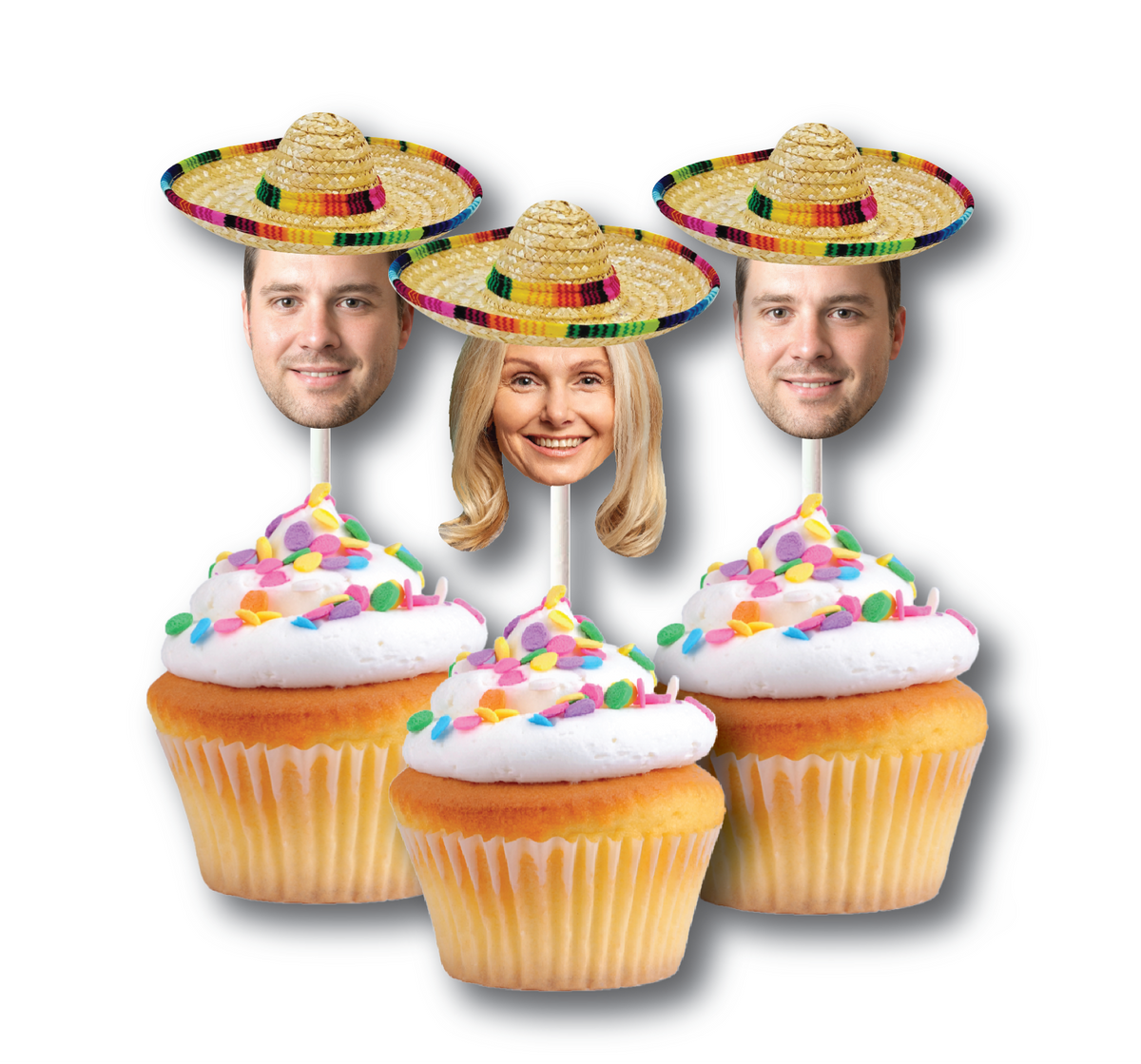 Fiesta Sombrero Photo Cupcake Toppers