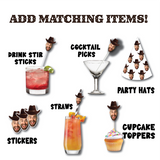custom party supplies face photo decor party hats with a funny man in a cowboy hat and a white background