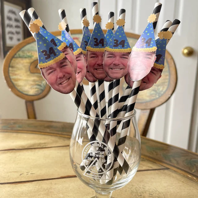 Custom Cowboy & Cowgirl Face Straws – Western Bachelorette or Birthday Party