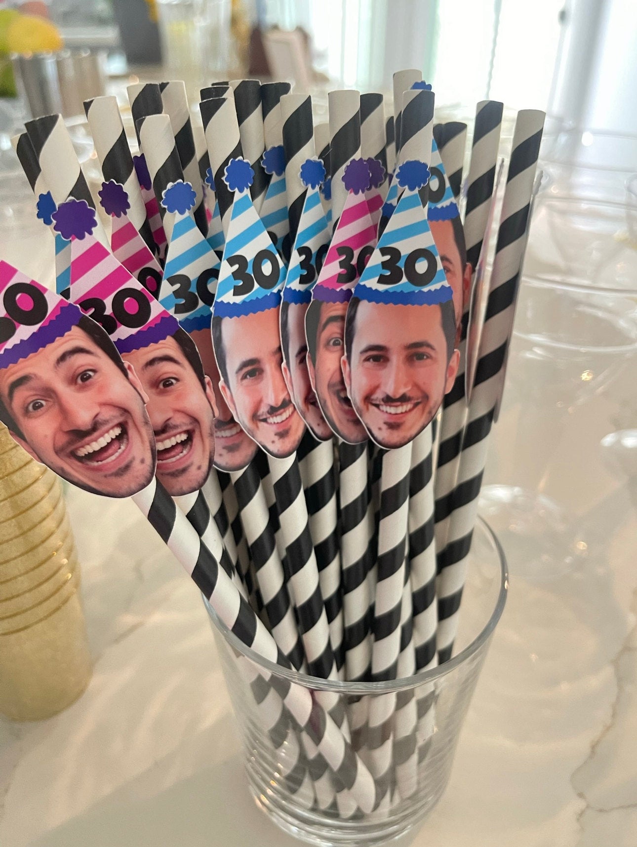 Custom Retirement Party Face Straws - Funny Photo Straws