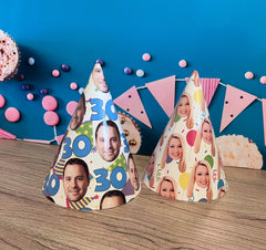 Custom Face Party Hat - Confetti or Birthday Pattern - Photo Party Hat - Personalized with your photo and fun pattern of choice - LilyBeanGiftshop