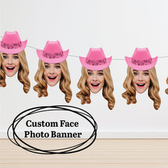 Pink Cowgirl Custom Photo Banner - Bachelorette or Birthday - Pink Cowboy Hat - Personalized Party Decor - Stagette, Sweet 16, 20th birthday - LilyBeanGiftshop