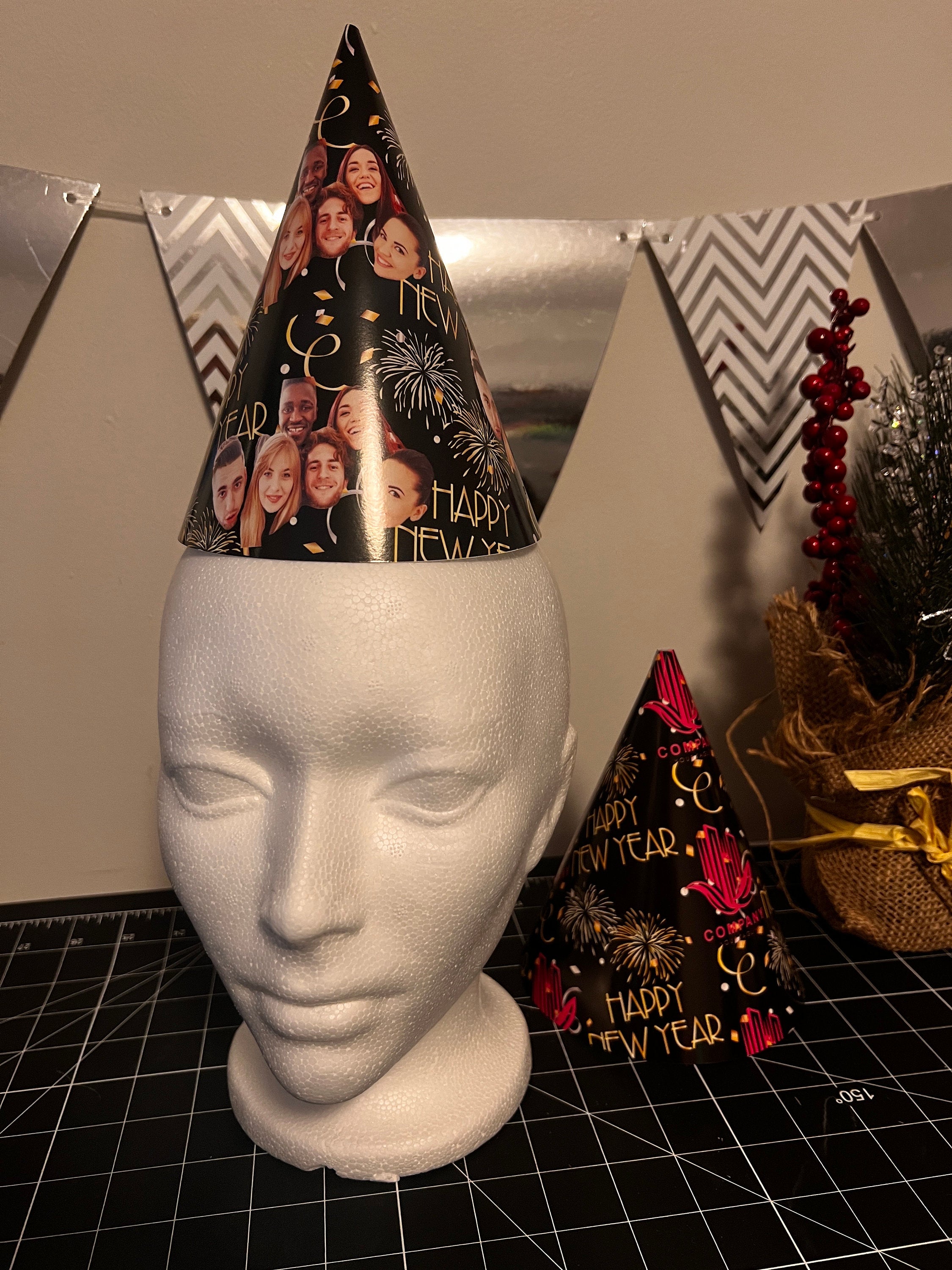 Custom New Year’s Eve Party Hat - Face Photo Party Hat or Company Logo - LilyBeanGiftshop