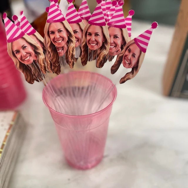 Custom Face Drink Stirrers - Swizzle-Sticks - Custom Party Picks - Personalized Decorations - Funny Photo Decor - LilyBeanGiftshop