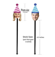 Custom Face Drink Stirrers - Swizzle-Sticks - Custom Party Picks - Personalized Decorations - Funny Photo Decor - LilyBeanGiftshop