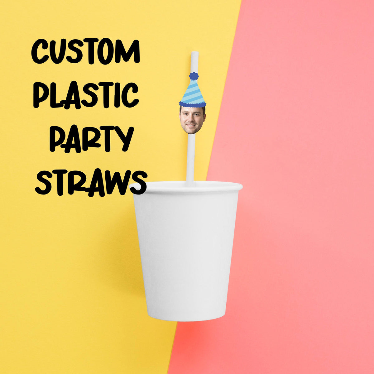 Custom PLASTIC Face Party Straws - Funny Photo Straws - Party Decor, Personalized decoration - LilyBeanGiftshop