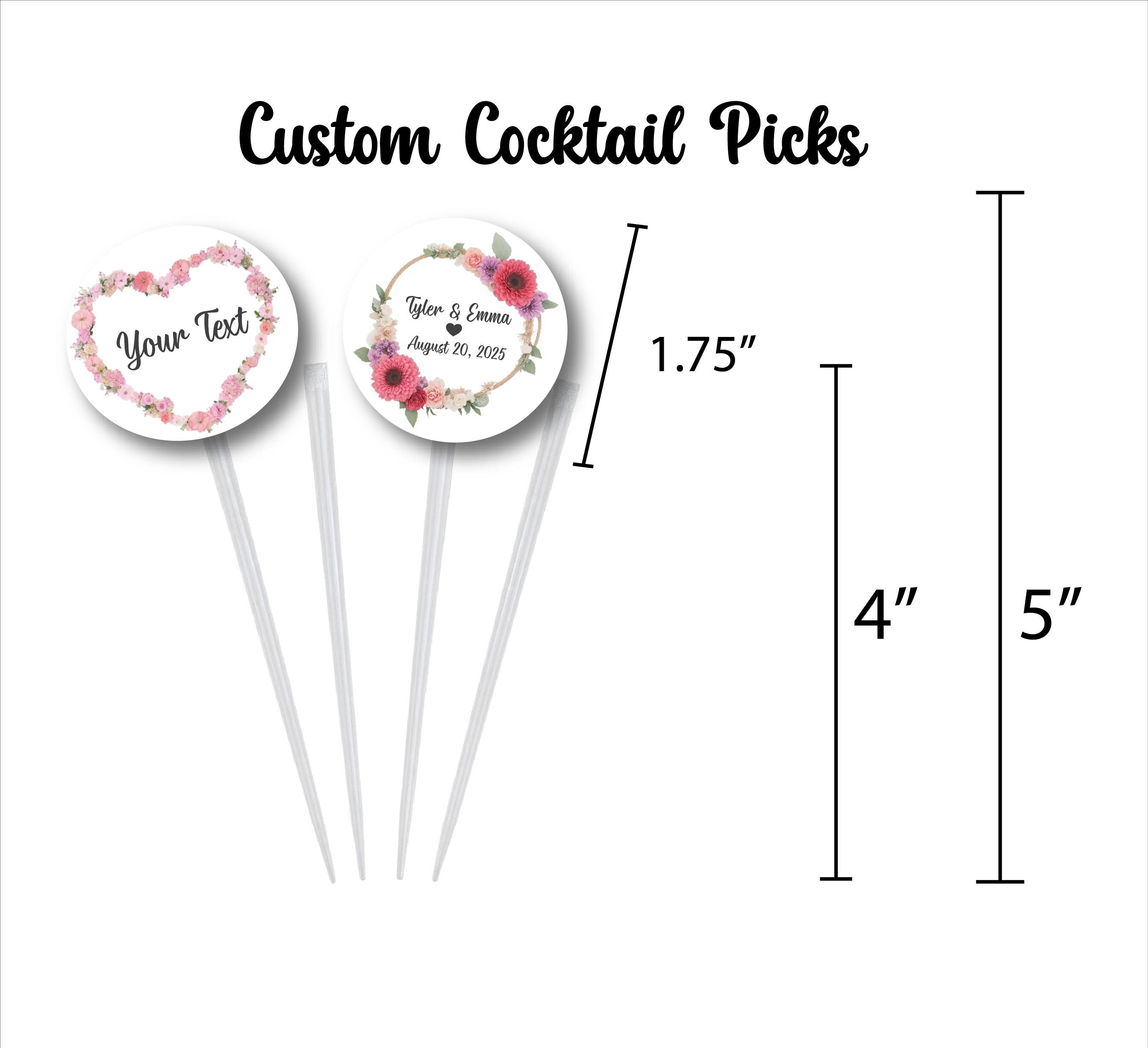 Custom Cocktail Picks - Personalized Party Decor for Wedding / Anniversary / Reception - Monogram, Initials, Bride & Groom names - LilyBeanGiftshop