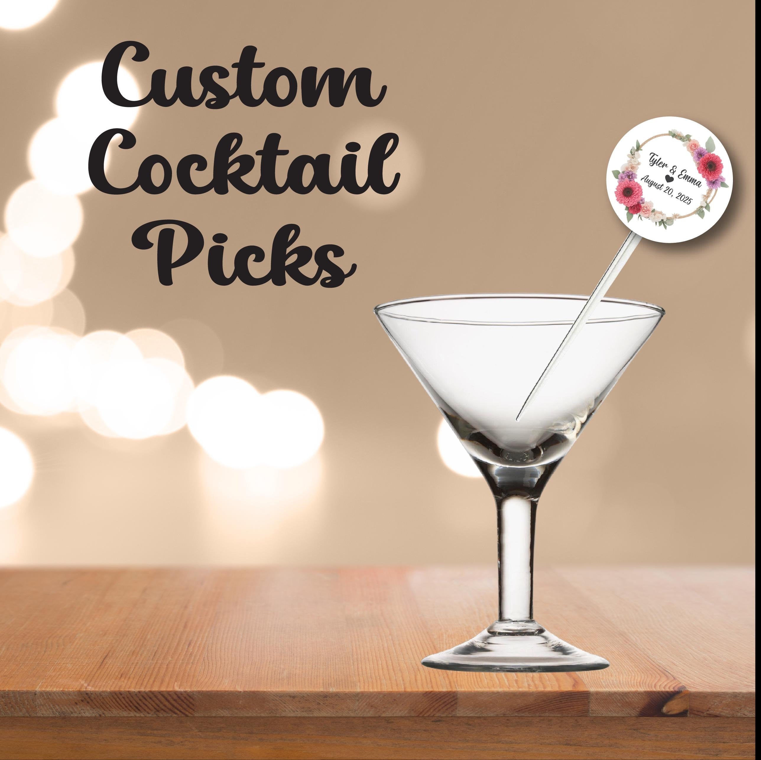 Custom Cocktail Picks - Personalized Party Decor for Wedding / Anniversary / Reception - Monogram, Initials, Bride & Groom names - LilyBeanGiftshop