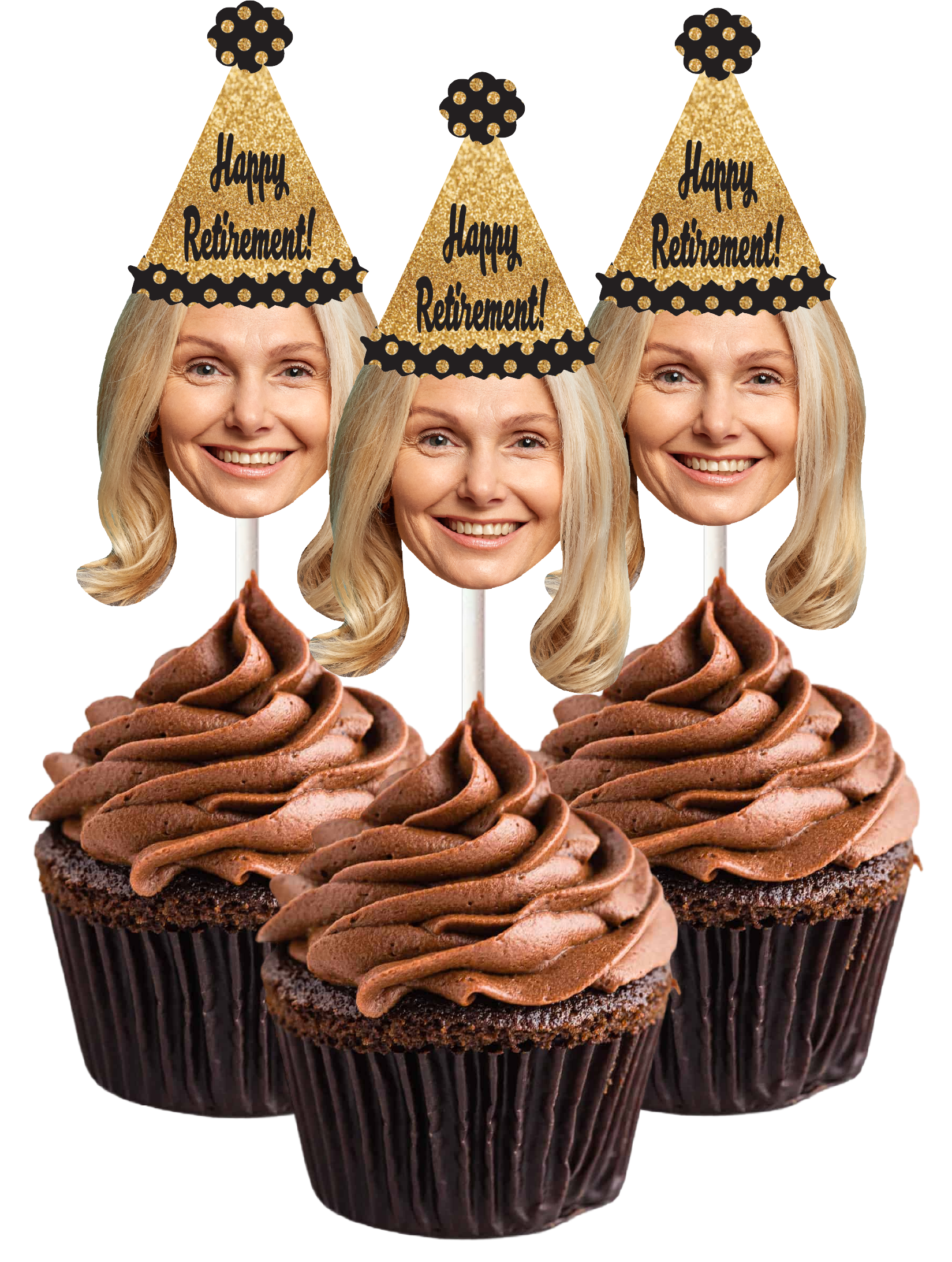 Retirement Photo Cupcake Toppers