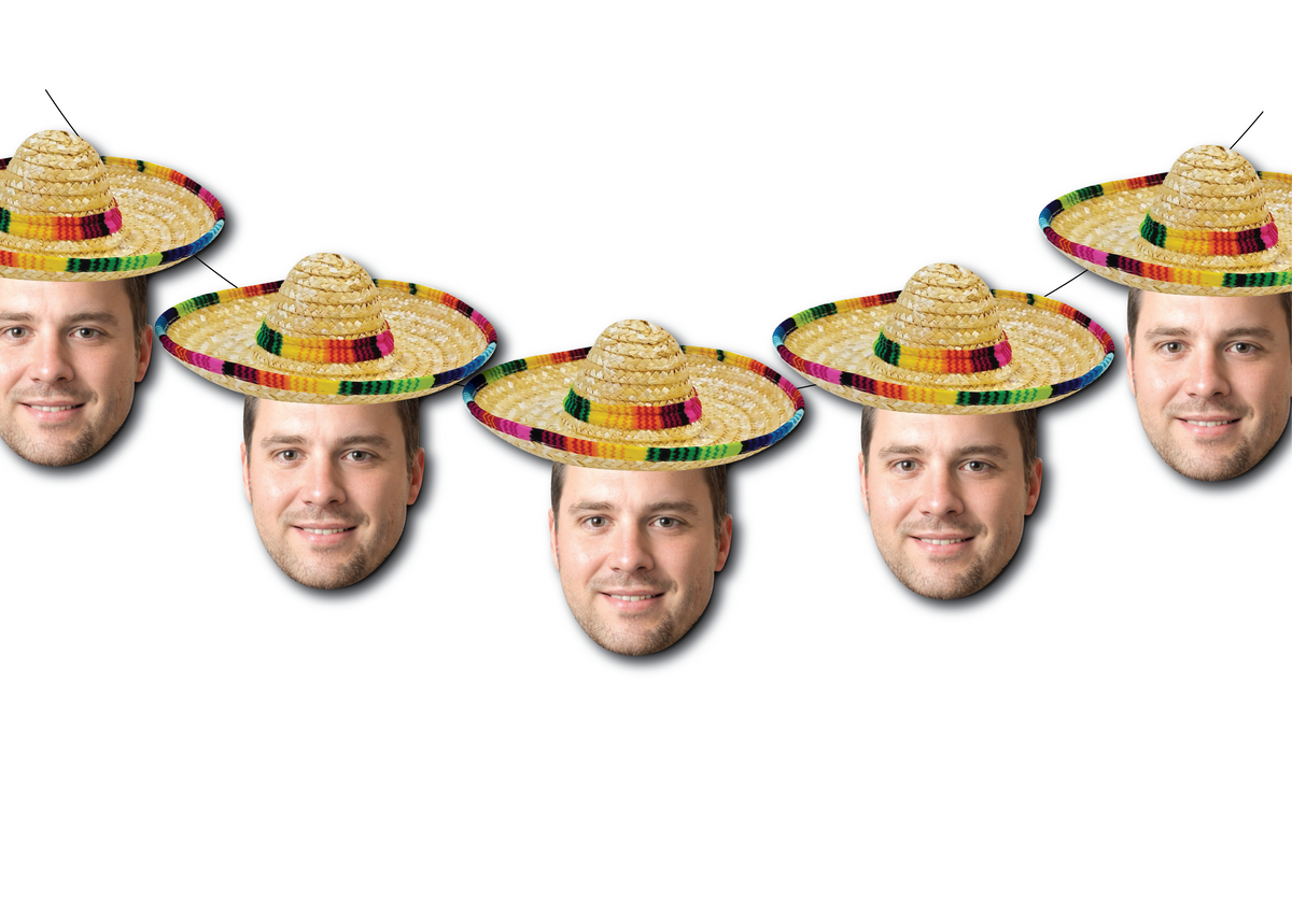 Sombrero Face Banner & Party Decorations - Custom Fiesta Party Decor
