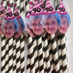 Custom Retirement Party Face Straws - Funny Photo Straws